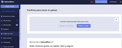 Upload y compartición de archivos gratis con UploadNow.io.